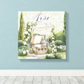 Bunny in Chest Green Leaves Floral Canvas Afdruk (Insitu (Houten vloer))