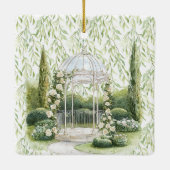 Bunny in Chest Green Leaves Floral Christmas Keramisch Ornament (Achterkant)