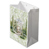 Bunny in Chest Green Leaves Floral Christmas Medium Cadeauzakje (Voorkant Gekanteld)