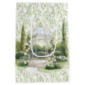 Bunny in Chest Green Leaves Floral Christmas Medium Cadeauzakje (Achterkant)