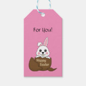 Bunny in Chocolade Ei Gelukkig Pasen | personalise Cadeaulabel (Voorkant)
