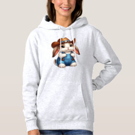 Bunny in Cowboy Outfit met Pet en Overalls Hoodie