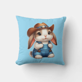 Bunny in Cowboy Outfit met Pet en Overalls Kussen