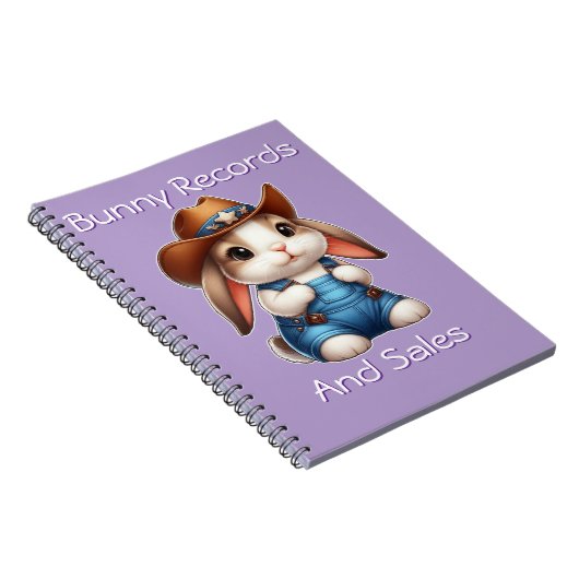 Bunny in Cowboy Outfit met Pet en Overalls Notitieboek (Rechterzijde)