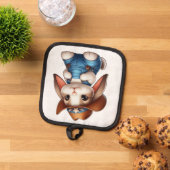 Bunny in Cowboy Outfit met Pet en Overalls Pannenlap (Top down)