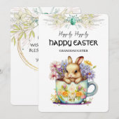 Bunny in Cup Kleindochter Paasvakantie Kaart (Voorkant / Achterkant)