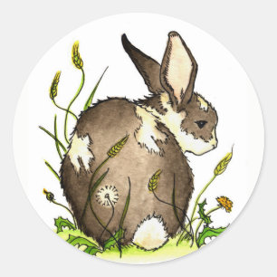 Bunny in de dandelions ronde sticker