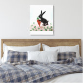 Bunny in de tuin gestrekt canvas afdruk (Insitu (Slaapkamer))