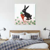 Bunny in de tuin gestrekt canvas afdruk (Insitu (Slaapkamer))