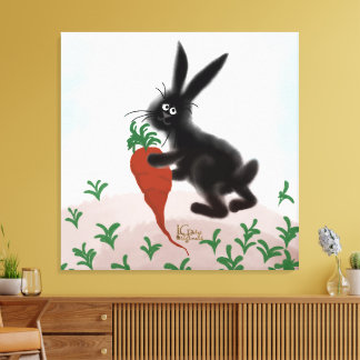 Bunny in de tuin gestrekt canvas afdruk