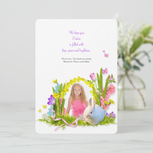 Bunny in de tuin Paas Kaart (Staand voorkant)