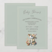 Bunny in een Bonnet Floral Girl Baby shower Kaart (Voorkant / Achterkant)