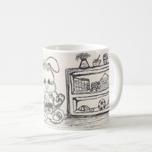 Bunny in een Corner Sketch-Mok Koffiemok (Voorkant rechts)