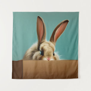 Bunny in een doos wandkleed