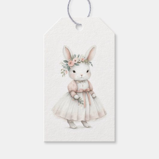 Bunny in een jurk cadeaulabel (Voorkant)