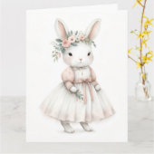 Bunny in een jurk kaart (Gele Bloem)