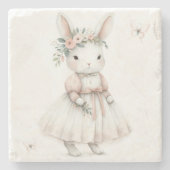 Bunny in een jurk stenen onderzetter (Voorkant)