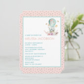 Bunny in een luchtballon Baby shower Kaart (Staand voorkant)