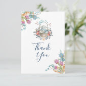 Bunny in een mand met eieren en  Floral Bouque Kaart (Staand voorkant)