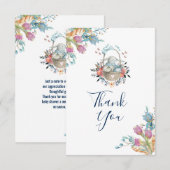 Bunny in een mand met eieren en  Floral Bouque Kaart (Voorkant / Achterkant)