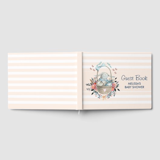 Bunny in een mand met Flowers Gastenboek (Volledig)