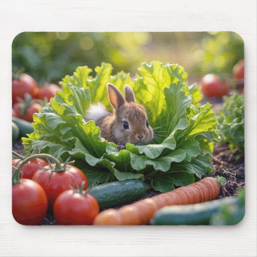 Bunny in een moestuin muismat (Voorkant)