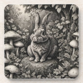 Bunny in een paddenstoelentuin bier onderzetter (Voorkant)