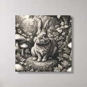 Bunny in een paddenstoelentuin canvas afdruk (Voorkant)