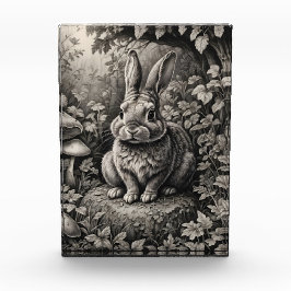 Bunny in een paddenstoelentuin fotoblokken