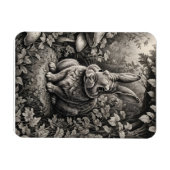 Bunny in een paddenstoelentuin magneet (Horizontaal)