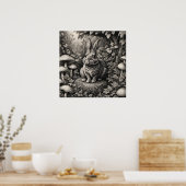 Bunny in een paddenstoelentuin poster (Keuken)