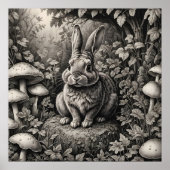 Bunny in een paddenstoelentuin poster (Voorkant)