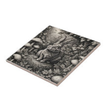 Bunny in een paddenstoelentuin