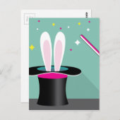 Bunny in een pet magie briefkaart (Voorkant / Achterkant)