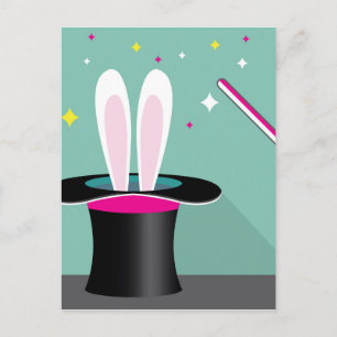 Bunny in een pet magie briefkaart