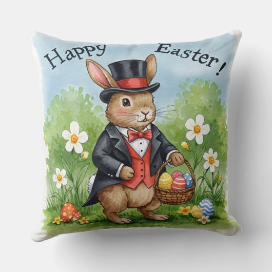 Bunny in een Tailcoat en Top Hat Kussen (Achterkant)