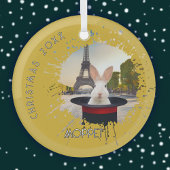 Bunny in een zwart Pet Glas Ornament