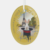 Bunny in een zwart Pet Glas Ornament (Voorkant links)