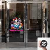 Bunny in eierschaal met kleurrijke paaseieren raamsticker (Kantoordeur)