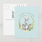 Bunny in Floral Krans Pasen Groet Feestdagenkaart (Voorkant / Achterkant)