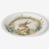 Bunny in Floral Wreath Papieren Bordje (Gekanteld)