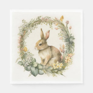 Bunny in Floral Wreath Servet