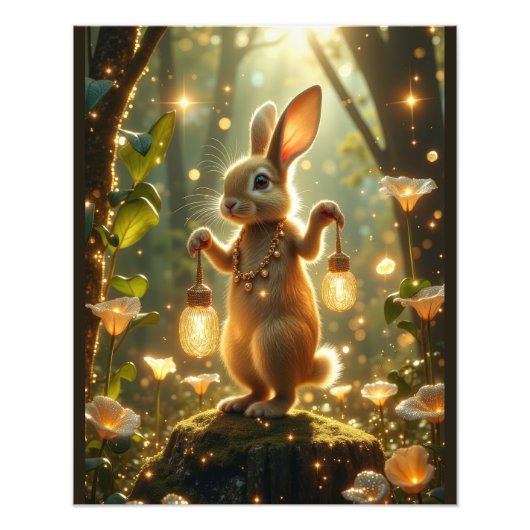 Bunny in het betoverde bos foto afdruk (Voorkant)