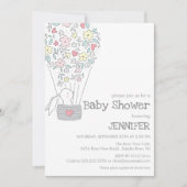 Bunny in heteluchtballon | neutraal baby shower kaart (Voorkant)