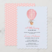 Bunny in Hot air Ballon Baby shower Kaart (Voorkant / Achterkant)