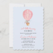 Bunny in Hot air Ballon Baby shower Kaart (Voorkant)