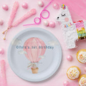 Bunny in Hotair ballonpastelkleurverjaardag Papieren Bordje (Feest)