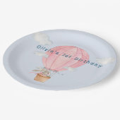 Bunny in Hotair ballonpastelkleurverjaardag Papieren Bordje (Gekanteld)