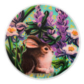 Bunny in Iris Drawer Knob Keramische Knop (Voorkant)