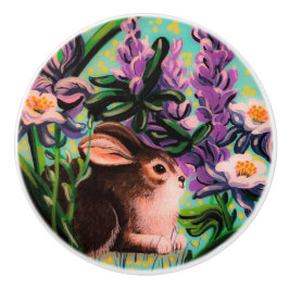 Bunny in Iris Drawer Knob Keramische Knop